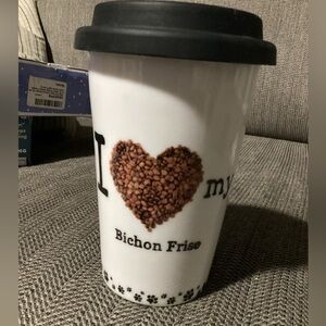 I Love My Bichon Frise Ceramic Travel Coffee Mug, 11 oz.